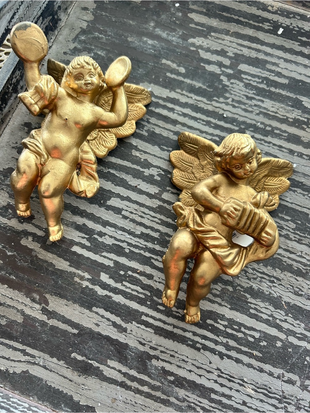 Gold Cherub decor  - Pair